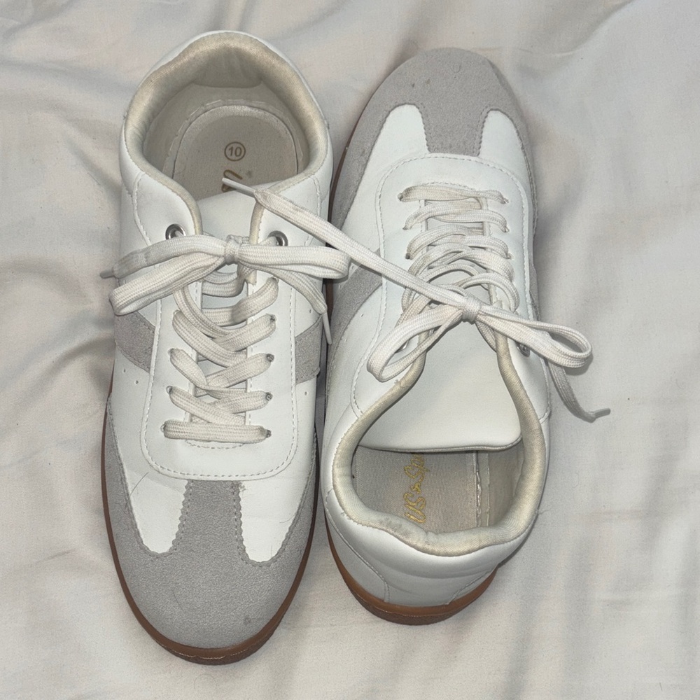 Classic White and Gray Women's Sneakers